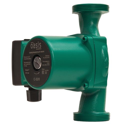 Насос циркуляционный для отопления Oasis C-32/6 с мокрым ротором, 90 Вт, напор 6 м, 40 л/мин, с накидными гайками