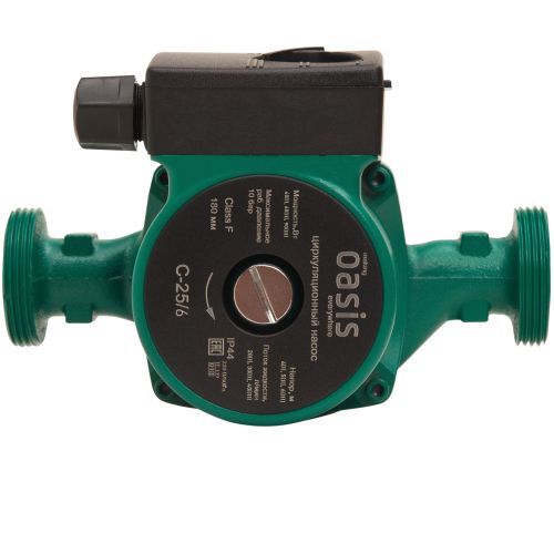 Насос циркуляционный для отопления Oasis C-25/6 с мокрым ротором, 90 Вт, напор 6 м, 40 л/мин, с накидными гайками