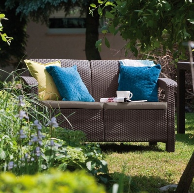 Диван пластиковый Корфу 2 (Corfu II love seat) коричневый