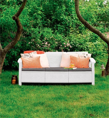 Диван пластиковый Корфу Макс (Corfu love seat max) белый (производство Россия)