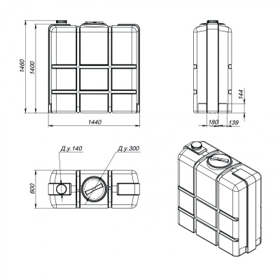 Емкость K 1000л белая в обрешетке (1460х600х1440) Емкость K 1000л белая в обрешетке (1460х600х1440)