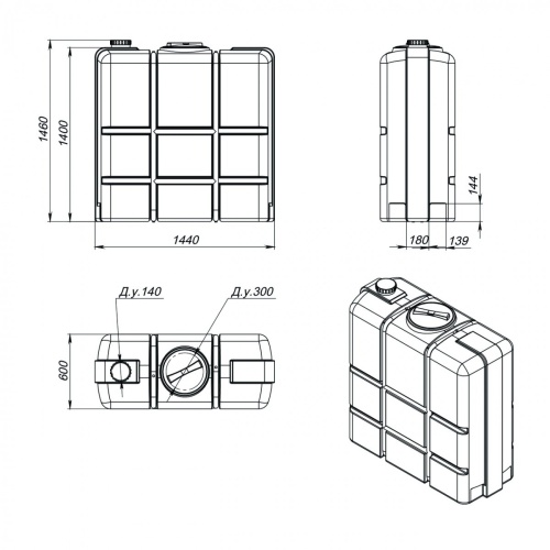 Емкость K 1000л белая в обрешетке (1460х600х1440) Емкость K 1000л белая в обрешетке (1460х600х1440)