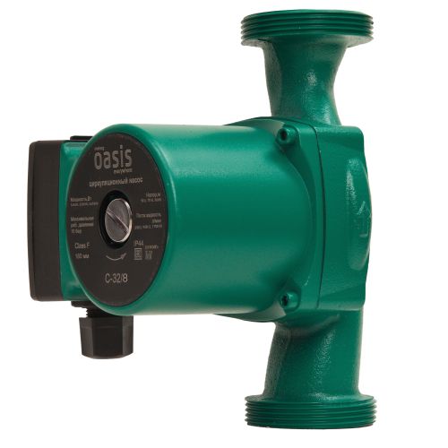 Насос циркуляционный для отопления Oasis C-32/8 с мокрым ротором, 245 Вт, напор 8 м, 170 л/мин, с накидными гайками