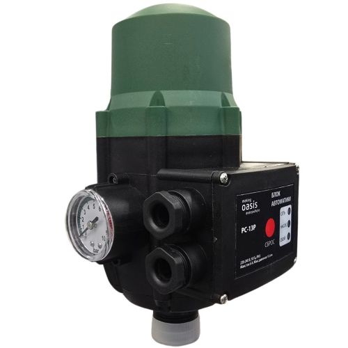 Блок автоматики для насоса водяного Oasis PC-13P без кабеля, электронное реле давления воды с манометром