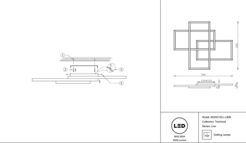 Потолочный светодиодный светильник Maytoni Line MOD015CL-L80B