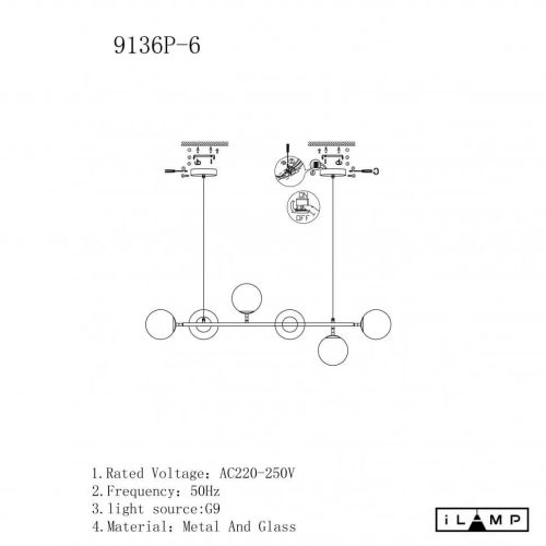 Подвесная люстра iLamp Golden 9136P/6 BK-WH