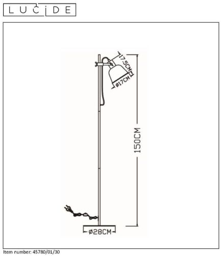 Торшер Lucide Pia 45780/01/30