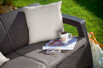 Диван пластиковый Корфу Макс (Corfu love seat max) коричневый (производство Россия)