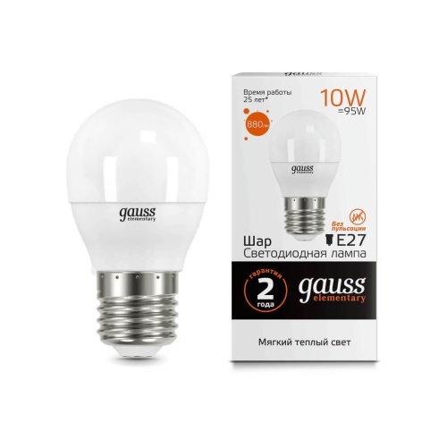 Лампа светодиодная Gauss E27 10W 3000K матовая 53210