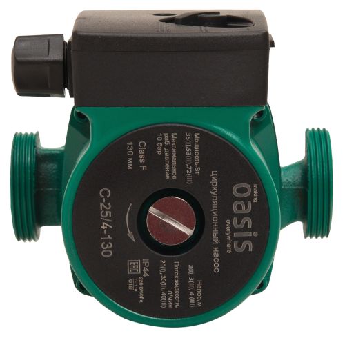 Насос циркуляционный для отопления Oasis C-25/4-130 с мокрым ротором, 72 Вт, напор 4 м, 45 л/мин, с накидными гайками