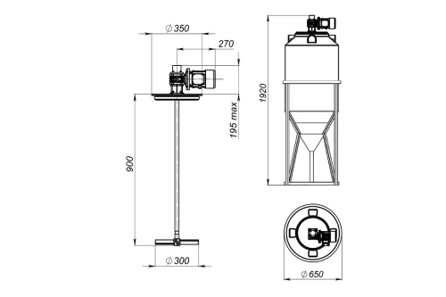 Емкость ФМ 240 л белая в обрешетке с пищевой лопастной мешалкой