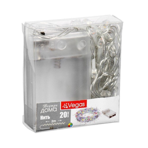 Светодиодная гирлянда Vegas Нить AA разноцветная без мерцания 55104