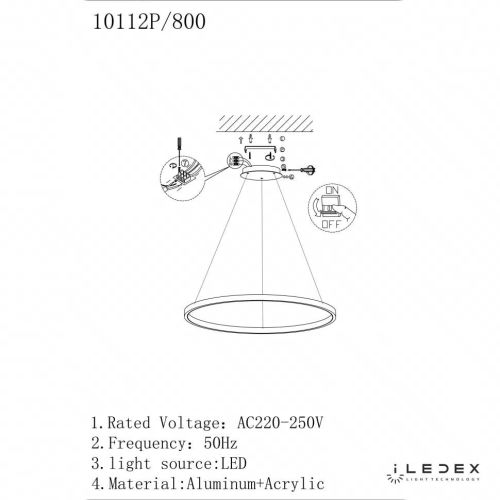 Подвесной светодиодный светильник iLedex Axis 10112P/1-24W-3000K-D800 BR