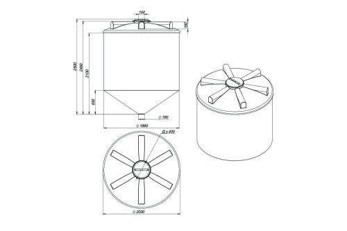 Емкость ФМ 5000л белая (2500х2030х2030)