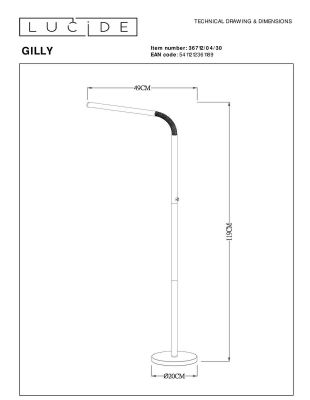 Торшер Lucide Gilly 36712/04/30 Торшер Lucide Gilly 36712/04/30