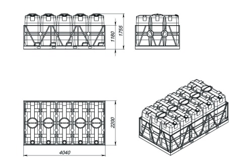 Кассета SK 2000л синяя (5 шт) (1755х2200х4040)
