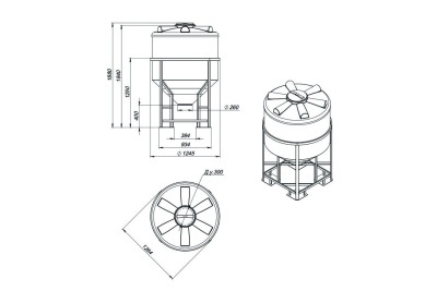Емкость ФМ 1000л белая в обрешетке (1880х1245х1245)