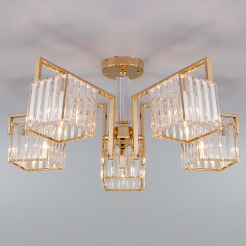 Потолочная люстра Eurosvet April 10117/5 золото/прозрачный хрусталь Strotskis