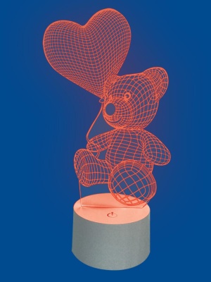 Фигурка светодиодная «Мишка с сердцем» 25x13см Uniel ULI-M503 RGB/3AAA Lovebear/White UL-00007420